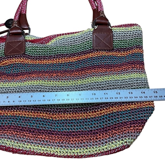 THE SAK Cambria Crochet Colourful Stripe Tote Shoulder Bag 10” Strap Drop - Picture 7 of 13